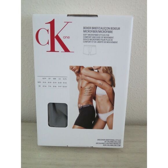 Calvin Klein NB2226021 Men's Size M Gray Sky CK One Microfiber Boxer Briefs - Picture 2 of 6